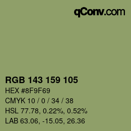 カラーコード: RGB 143 159 105 | qconv.com