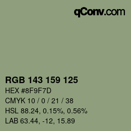 Farbcode: RGB 143 159 125 | qconv.com
