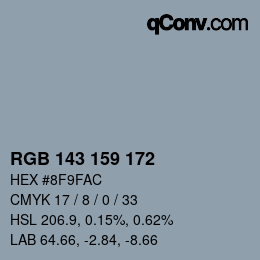 カラーコード: RGB 143 159 172 | qconv.com