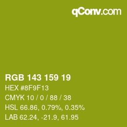 カラーコード: RGB 143 159 19 | qconv.com
