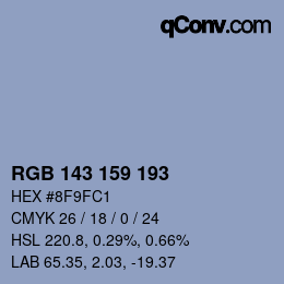 カラーコード: RGB 143 159 193 | qconv.com
