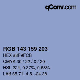 Color code: RGB 143 159 203 | qconv.com