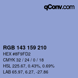 カラーコード: RGB 143 159 210 | qconv.com