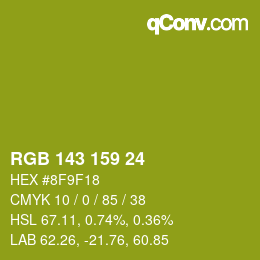 カラーコード: RGB 143 159 24 | qconv.com