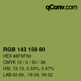 カラーコード: RGB 143 159 80 | qconv.com