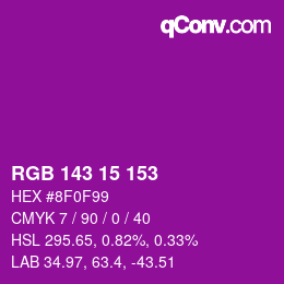 Color code: RGB 143 15 153 | qconv.com