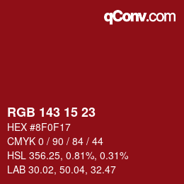 カラーコード: RGB 143 15 23 | qconv.com
