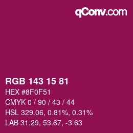 カラーコード: RGB 143 15 81 | qconv.com