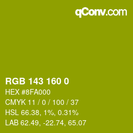 Color code: RGB 143 160 0 | qconv.com