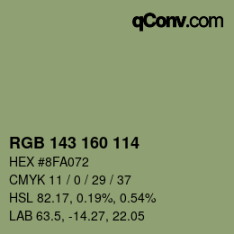 カラーコード: RGB 143 160 114 | qconv.com