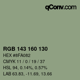カラーコード: RGB 143 160 130 | qconv.com