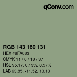 颜色代码: RGB 143 160 131 | qconv.com