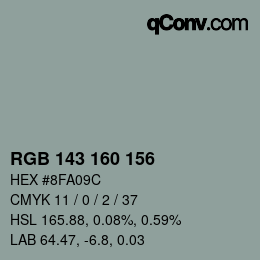 Color code: RGB 143 160 156 | qconv.com