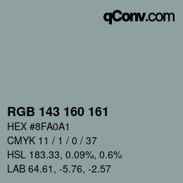Farbcode: RGB 143 160 161 | qconv.com
