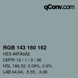 カラーコード: RGB 143 160 162 | qconv.com