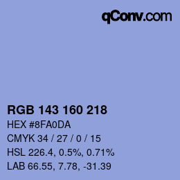 カラーコード: RGB 143 160 218 | qconv.com