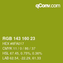 Color code: RGB 143 160 23 | qconv.com