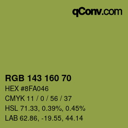 颜色代码: RGB 143 160 70 | qconv.com