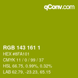 Color code: RGB 143 161 1 | qconv.com