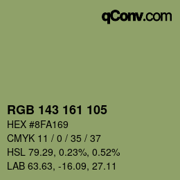 颜色代码: RGB 143 161 105 | qconv.com