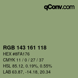 Color code: RGB 143 161 118 | qconv.com
