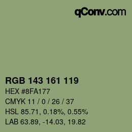 颜色代码: RGB 143 161 119 | qconv.com