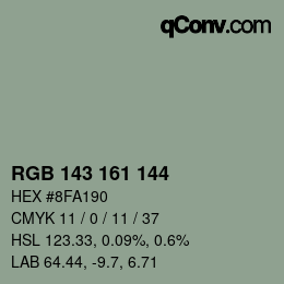 颜色代码: RGB 143 161 144 | qconv.com