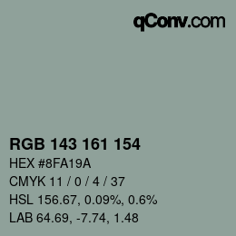 颜色代码: RGB 143 161 154 | qconv.com