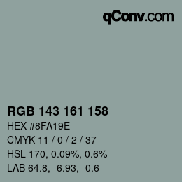 カラーコード: RGB 143 161 158 | qconv.com