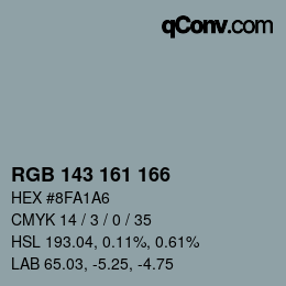 Color code: RGB 143 161 166 | qconv.com