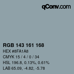 颜色代码: RGB 143 161 168 | qconv.com