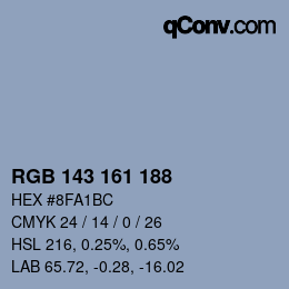 Color code: RGB 143 161 188 | qconv.com