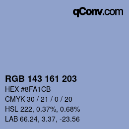 Color code: RGB 143 161 203 | qconv.com
