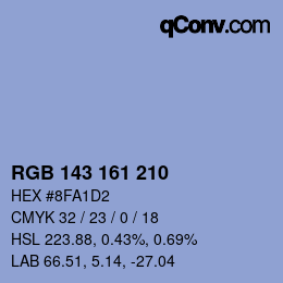カラーコード: RGB 143 161 210 | qconv.com