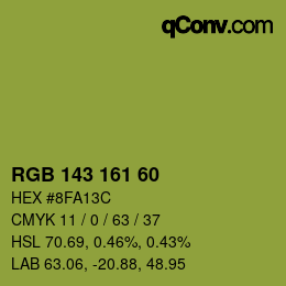 颜色代码: RGB 143 161 60 | qconv.com
