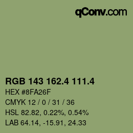 カラーコード: RGB 143 162.4 111.4 | qconv.com