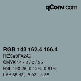 カラーコード: RGB 143 162.4 166.4 | qconv.com