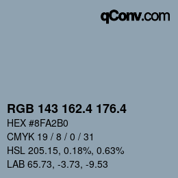 カラーコード: RGB 143 162.4 176.4 | qconv.com