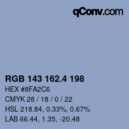 カラーコード: RGB 143 162.4 198 | qconv.com