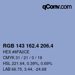カラーコード: RGB 143 162.4 206.4 | qconv.com