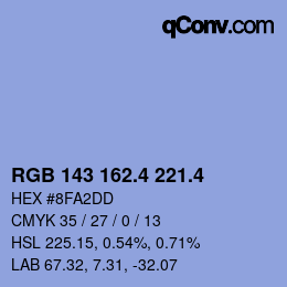 カラーコード: RGB 143 162.4 221.4 | qconv.com