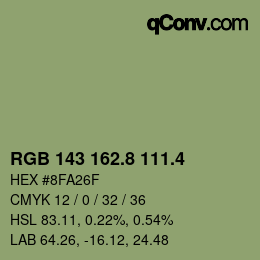 カラーコード: RGB 143 162.8 111.4 | qconv.com