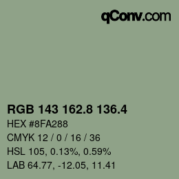 カラーコード: RGB 143 162.8 136.4 | qconv.com
