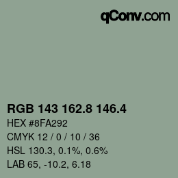 カラーコード: RGB 143 162.8 146.4 | qconv.com