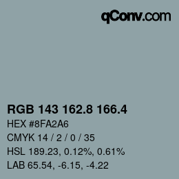 カラーコード: RGB 143 162.8 166.4 | qconv.com