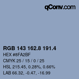 カラーコード: RGB 143 162.8 191.4 | qconv.com