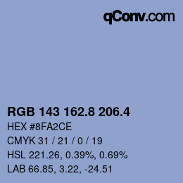 カラーコード: RGB 143 162.8 206.4 | qconv.com