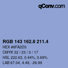 カラーコード: RGB 143 162.8 211.4 | qconv.com