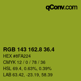 カラーコード: RGB 143 162.8 36.4 | qconv.com