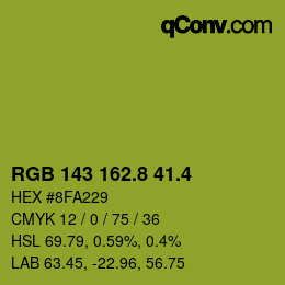カラーコード: RGB 143 162.8 41.4 | qconv.com